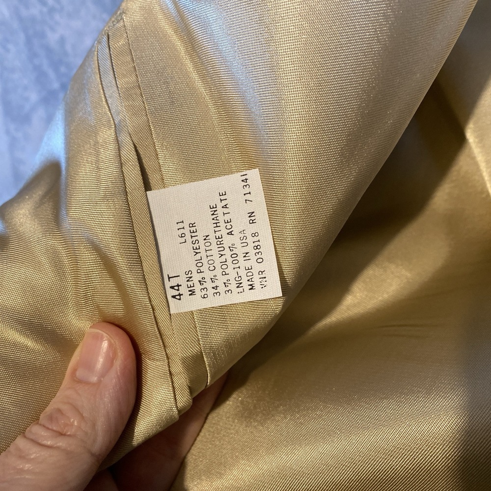 L.L Bean Mens Blazer Sport Coat Khaki Sz 44T‎ Two Button Classic USA **Flaw** - Picture 4 of 9